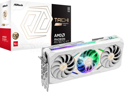 Photo de Carte Graphique ASRock Radeon RX 9070 XT Taichi OC 16Go (Blanc)