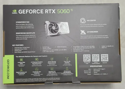 Photo de Carte Graphique MSI GeForce RTX 5060 Ti Ventus 2X OC Plus 8Go - S/N 602-V536-170B2601009982 - ID 224875