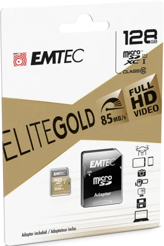 Photo de Carte mémoire Micro SD Emtec EliteGold - 128Go avec adaptateur