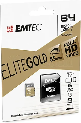 Photo de Carte mémoire Micro SD Emtec EliteGold - 64Go avec adaptateur