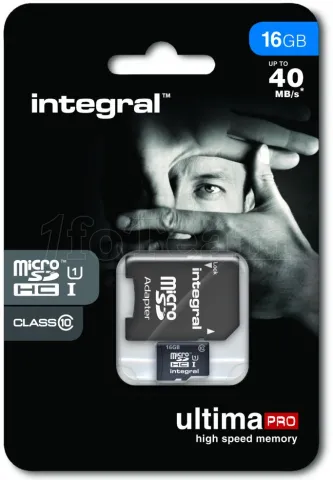 Photo de Carte mémoire Micro SD Integral UltimaPro 16 Go Class 10 + adaptateur SD