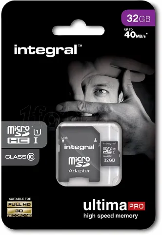 Photo de Carte mémoire Micro SD Integral UltimaPro 32 Go Class 10 + adaptateur SD