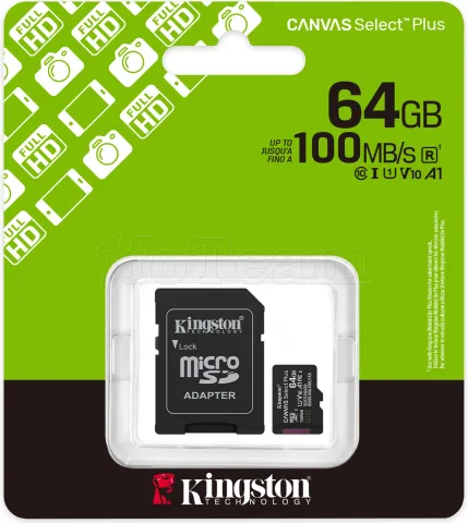 Photo de Carte mémoire Micro SD Kingston Canvas Select Plus Gen3 - 64Go