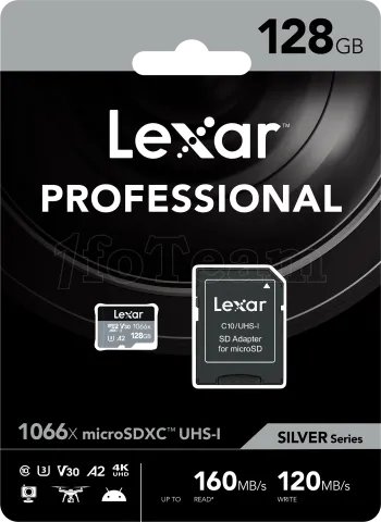 Photo de Carte mémoire Micro SD Lexar 1066x - 128Go avec adaptateur
