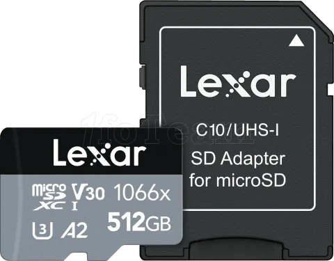 Photo de Carte mémoire Micro SD Lexar 1066x - 512Go avec adaptateur