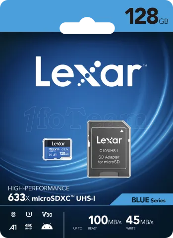 Photo de Carte mémoire Micro SD Lexar 633x - 128Go avec adaptateur