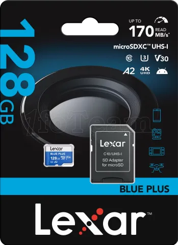 Photo de Carte mémoire Micro SD Lexar Blue Plus - 128Go