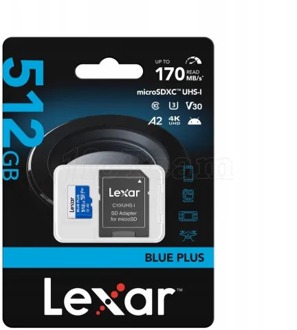 Photo de Carte mémoire Micro SD Lexar Blue PLus - 512Go