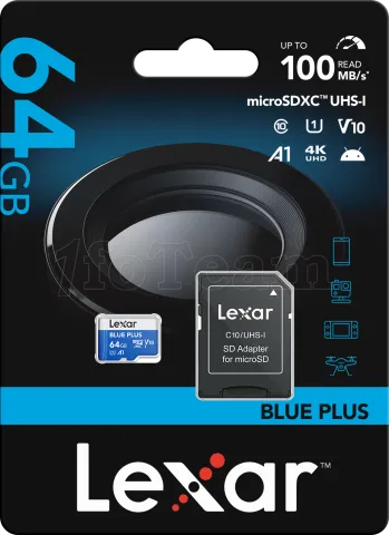 Photo de Carte mémoire Micro SD Lexar Blue Plus - 64Go