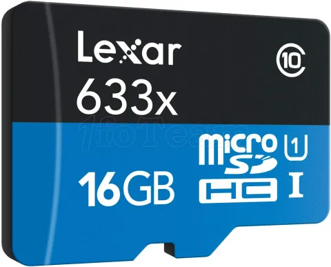 Photo de Carte mémoire Micro-SD Lexar High Performance 16Go SDHC Class 10 avec adaptateur