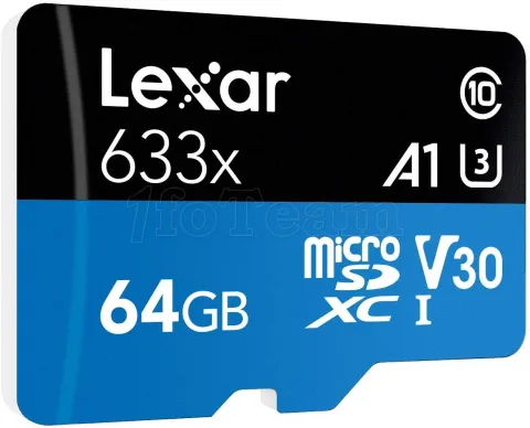 Photo de Carte mémoire Micro-SD Lexar High Performance 64Go SDXC Class 10 avec adaptateur