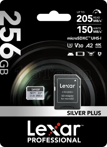 Photo de Carte mémoire Micro SD Lexar Silver Plus - 256Go