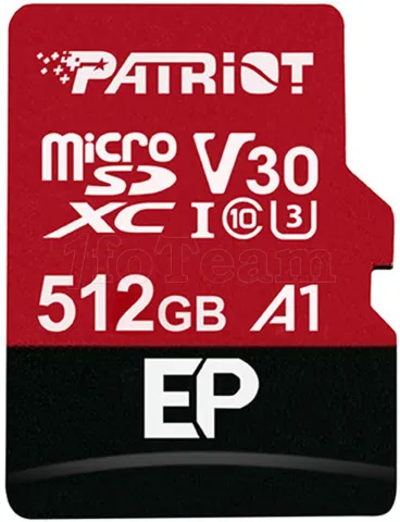 Photo de Carte mémoire Micro SD Patriot EP - 512Go avec adaptateur