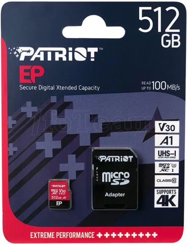 Photo de Carte mémoire Micro SD Patriot EP - 512Go avec adaptateur