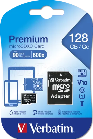 Photo de Carte mémoire Micro SD Verbatim Premium - 128Go avec adaptateur