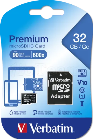 Photo de Carte mémoire Micro SD Verbatim Premium - 32Go avec adaptateur