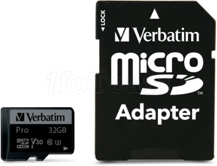 Photo de Carte mémoire Micro SD Verbatim Pro U3 - 32Go avec adaptateur
