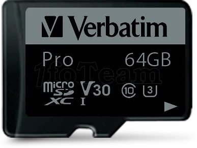 Photo de Carte mémoire Micro SD Verbatim Pro U3 - 64Go avec adaptateur