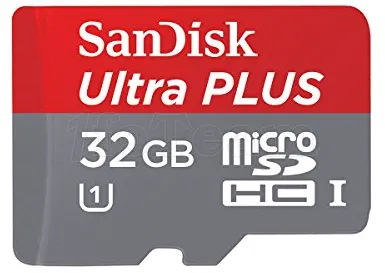 Photo de Carte mémoire Micro Secure Digital (micro SD) Sandisk Ultra PLUS 32Go SDHC + Adaptateur
