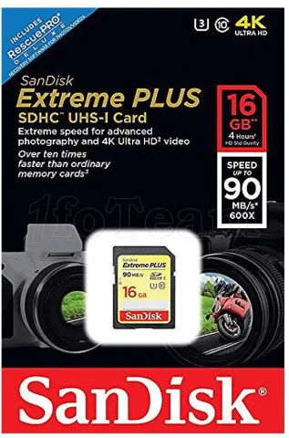 Photo de Carte mémoire SD Sandisk Extreme Plus - 16Go