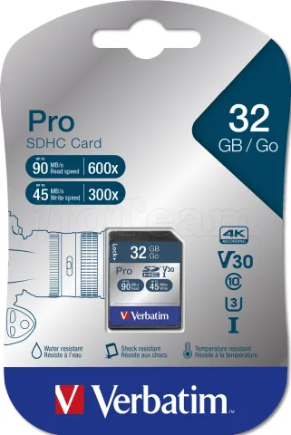 Photo de Carte mémoire SD Verbatim Pro U3 - 32Go