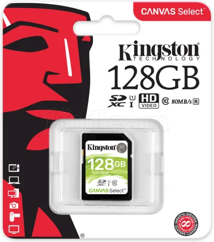 Photo de Carte mémoire Secure Digital (SD) Kingston Canvas Select 128 Go SDXC Class 10
