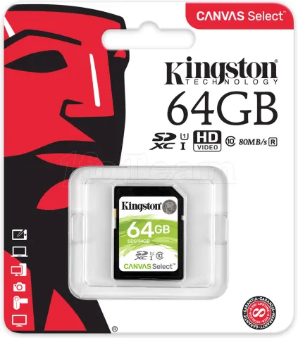 Photo de Carte mémoire Secure Digital (SD) Kingston Canvas Select 64 Go SDHC Class 10
