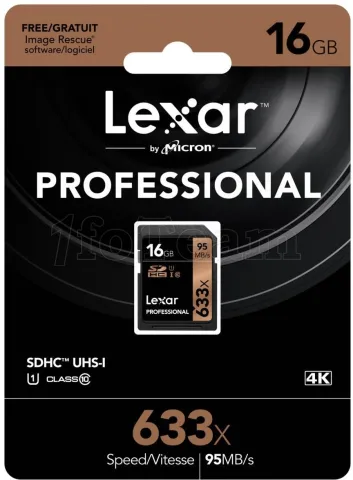 Photo de Carte mémoire Secure Digital (SD) Lexar Professional 16 Go SDHC Class 10 633X