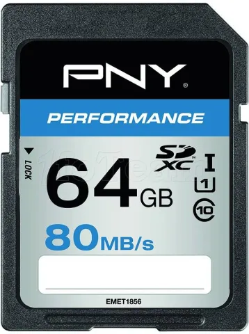 Photo de Carte mémoire Secure Digital (SD) PNY Performance 64Go Class 10 UHS-I