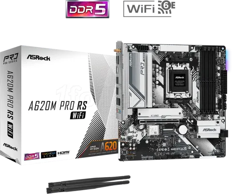 Photo de Carte Mère ASRock A620M Pro RS WiFi (AM5) Micro ATX