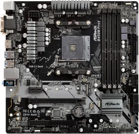 Photo de Carte Mère ASRock B450M-Pro4 (AM4) Micro ATX