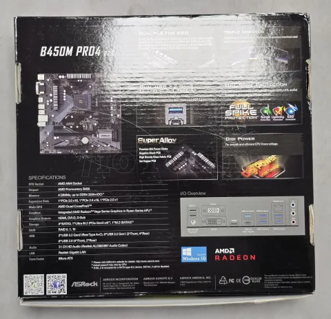 Photo de Carte Mère ASRock B450M Pro4 R2.0 (AM4) Micro ATX - S/N HBM0XB161187 - ID 222635