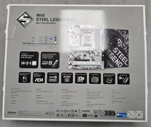 Photo de Carte Mère ASRock B650 Steel Legend WiFi (AMD AM5) - S/N J4M0XB180626 - ID 222723