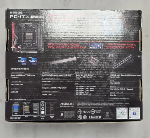 Photo de Carte Mère ASRock B650E PG-ITX WiFi (AM5) Mini ITX - S/N FAFMUA034416 - ID 222641