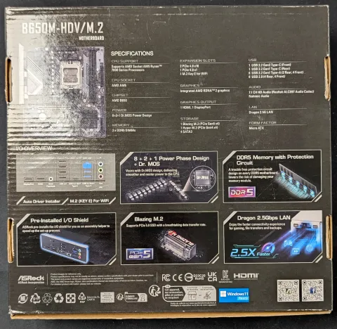 Photo de Carte Mère ASRock B650M-HDV/M.2 (AM5) Micro ATX - S/N G9M0XB222805 - ID 222643