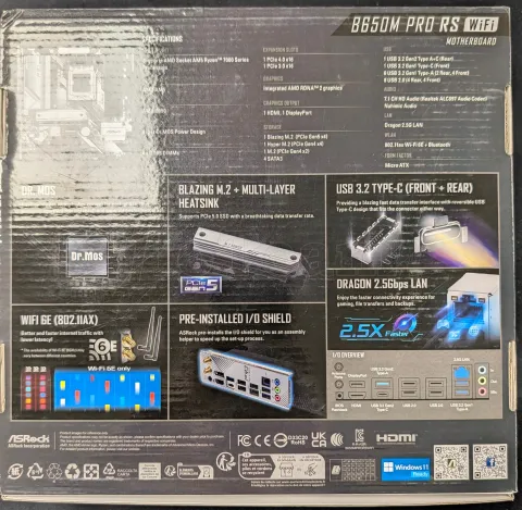 Photo de Carte Mère ASRock B650M Pro RS WiFi (AM5) Micro ATX - S/N H3M0XB213055 - ID 222667