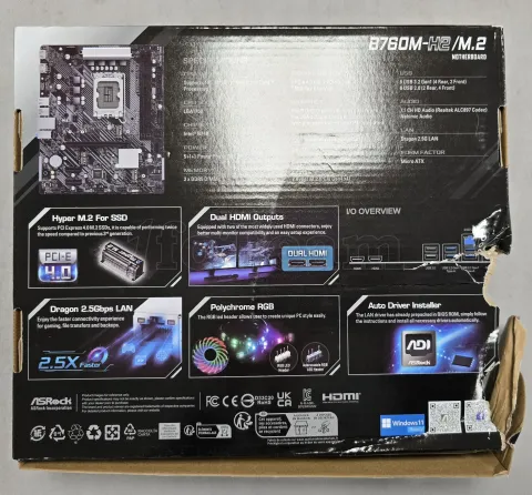 Photo de Carte Mère ASRock B760M-H2/M.2 DDR5 (Intel LGA 1700) Micro ATX - S/N H5FMUA013810 - ID 222732