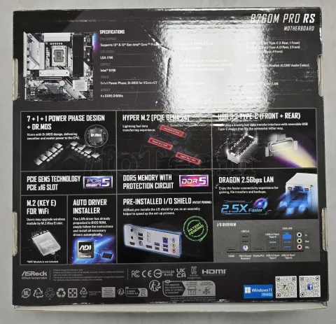 Photo de Carte Mère ASRock B760M Pro RS DDR5 (Intel LGA 1700) Micro ATX - S/N H6M0XB123046 - ID 222736