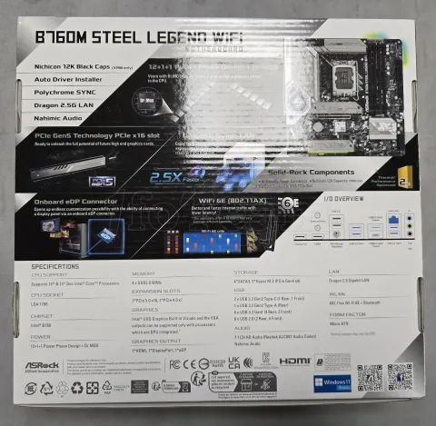 Photo de Carte Mère ASRock B760M Steel Legend WiFi DDR5 (Intel LGA 1700) Micro ATX - S/N H6M0XB120424 - ID 222741
