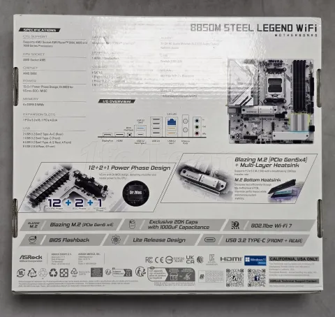 Photo de Carte Mère ASRock B850M Steel Legend WiFi (AMD AM5) Micro ATX - S/N J4M0XB179443 - ID 222657
