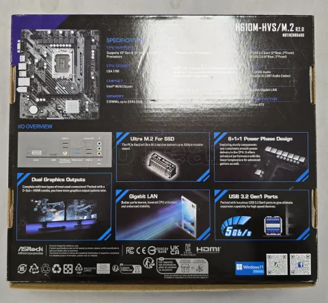 Photo de Carte Mère ASRock H610M-HVS/M.2 R2.0 (Intel LGA 1700) Micro ATX - S/N H7M0XB165471 - ID 222714