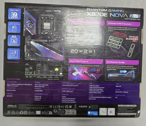 Photo de Carte Mère ASRock X870E Nova WiFi (AMD AM5) - S/N J2M0XB077206 - ID 222751