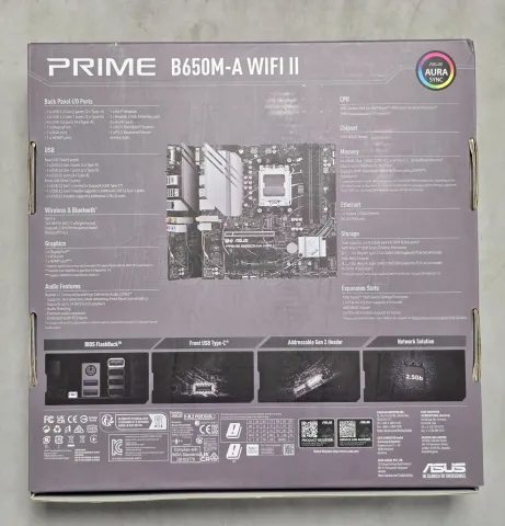 Photo de Carte Mère Asus Prime B650M-A WiFi II (AM5) Micro ATX - S/N S7M0KK05K816DF8 - ID 222627
