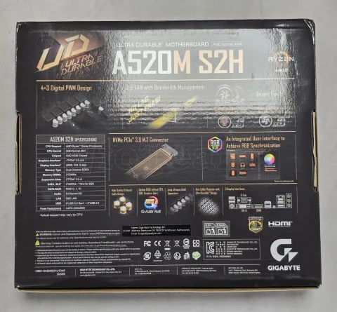 Photo de Carte Mère Gigabyte A520M S2H (AM4) Micro ATX - S/N 245050072743 - ID 222630