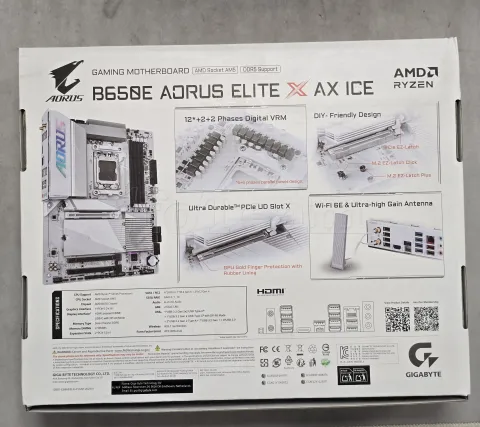 Photo de Carte Mère Gigabyte B650E Aorus Elite X Ice (AM5) - S/N 250950044463 - ID 222659