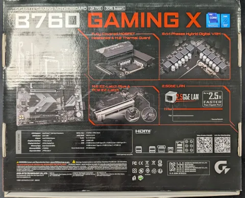 Photo de Carte Mère Gigabyte B760 Gaming X DDR5 (Intel LGA 1700) - S/N SN244850057999 - ID 222735