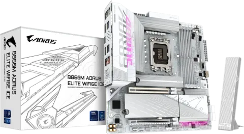 Photo de Carte Mère Gigabyte B860M Aorus Elite WiFi6E Ice (Intel LGA 1851)