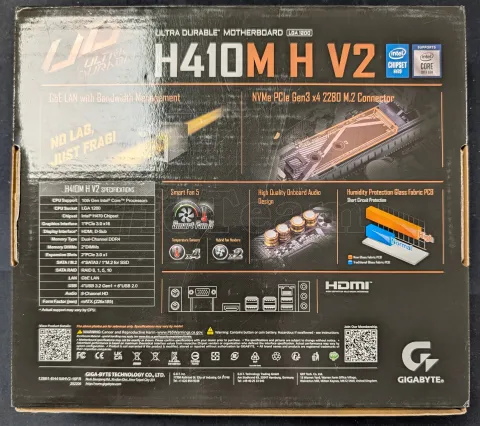 Photo de Carte Mère Gigabyte H410M H v2 (Intel LGA 1200) Micro ATX - S/N SN234960029688 - ID 222676