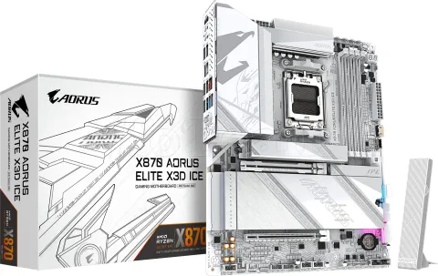 Photo de Carte Mère Gigabyte X870 Aorus Elite X3D Ice (AMD AM5)