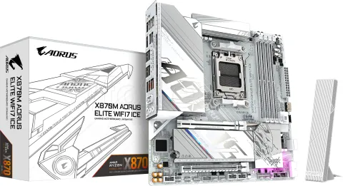 Photo de Carte mère Gigabyte X870M Aorus Elite WiFi7 Ice (AM5) Micro ATX
